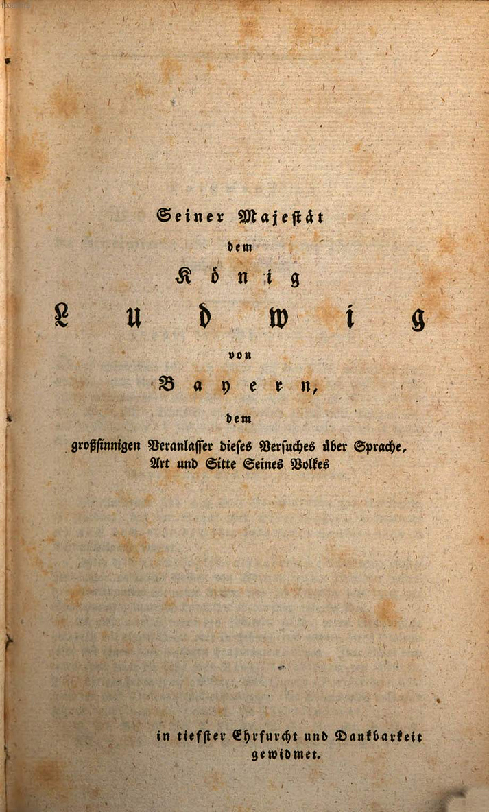 Bayerisches Wörterbuch, Band 1, 1827 - Widmung an König Ludwig I.