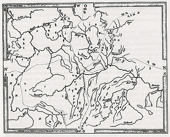 Dialektkarte Schmellers, aus: Die Mundarten Bayerns (1821)