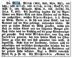 Article "Milch" in the revised edition of Frommann (1877)