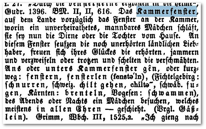 Artikel "Kammerfenster" in der von Frommann bearbeiteten Fassung (1877)