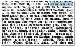 Article "Kammerfenster" in Frommann‘s text of the second edition (1877) 