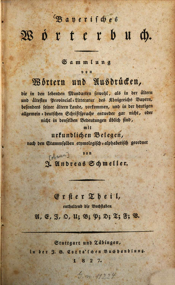 Bayerisches Wörterbuch, Band 1, 1827 - Titelseite